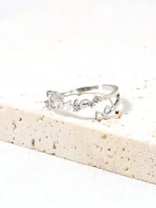 1只豪華鋯石鑲嵌的愛心首字母戒指,適合求婚,做為情人節禮物的珠寶飾品 - 白色 - 查看 7