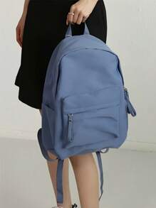 Women Canvas Backpack - Blue - View 4