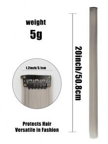 10 件裝20 吋合成編織夾式直髮接髮,有多種顏色可供選擇：紅色、黑色、黃色、蓮花花、翡翠綠、天藍色、灰色、寶藍色、紫色、勃根地適合初學者,設計輕鬆適應各種場合 適合cosplay派對和y2k風格髮飾 準備好迎接即將到來的聖誕節和新年慶祝活動 - 灰色 - 查看 6