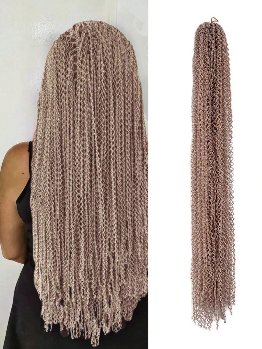 Zizi 辮子微型合成髮薄盒辮子 Zizi 捲曲迷你辮子頭髮鉤針編織接髮 24 英寸 50 克/包長金發棕色金發粉色紫色藍色適合女性日常使用 - 亞麻棕 - 查看 1