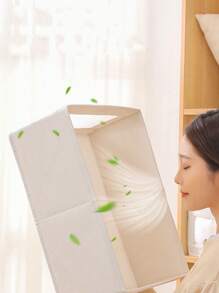 1 Foldable Clothing And Blanket Storage Bag, Storage Box With Transparent Windows And Handles, Reinforced Foldable Linen Storage Basket, Home Storage, Clothing Storage Box, Bedroom Storage, Wardrobe Organizer, Dormitory Storage Box,Clothes Organizer. - Beige - View 7