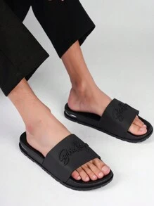 New Model 2023 Fashionable Men's Outdoor Simple Style Anti-Slip, Wear-Resistant, Lightweight And Comfortable Rubber Bottom Slipper - Black - View 1