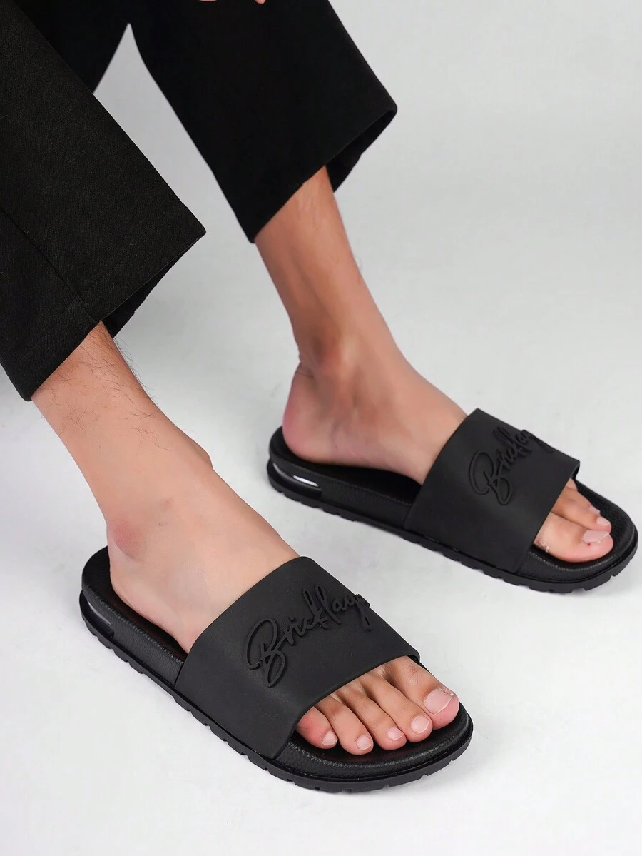 New Model 2023 Fashionable Men's Outdoor Simple Style Anti-Slip, Wear-Resistant, Lightweight And Comfortable Rubber Bottom Slipper - Black - View 1