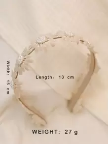 Angel Neitiri 1件花朵发箍发饰，手工蕾丝发箍，适合所有头围，适合青少年 - 杏色 - 查看 2