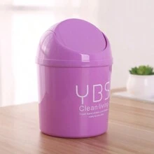 1個帶蓋創意桌面垃圾桶/化妝品組織者/筆筒,適用於家庭/辦公室,小巧可愛 - 紫色 - 查看 1