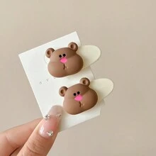 2入組甜美糖果色熊熊剪髮夾頭飾,可愛女孩劉海夾小側夾側嘴夾 - 彩色 - 查看 9