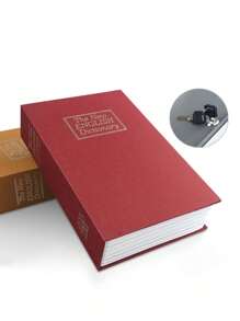 1pc Metal Imitation Book Shaped Safe Box With Lock And Key, Home Finance Organizer, Coin Bank Decor