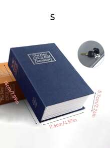 1pc Metal Imitation Book Shaped Safe Box With Lock And Key, Home Finance Organizer, Coin Bank Decor
