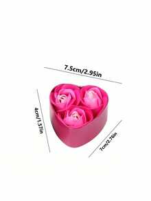 1入組心型玫瑰香皂花情人節禮品香皂花禮盒（內含三朵玫瑰）創意小禮物心型開張糖果盒玫瑰手工禮品,長方形香皂盒配玫瑰花-完美的情人節禮品,派對裝飾以及居家或辦公室情侶禮物 - 玫紅色 - 查看 6