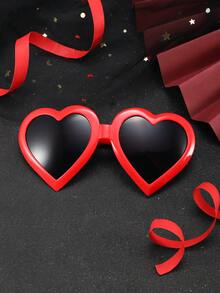 1入組男士丙總酸葡萄紅色大心型情人節時尚眼鏡，適用於情人節禮物 - 紅色 - 查看 1