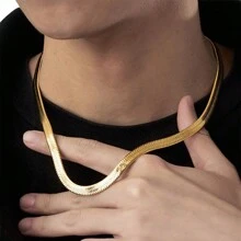 1條男士時尚鈦鋼寬刀鏈項鍊,5mm厚,不褪色,適合日常配戴,情侶珠寶配件 - 662男士寬蛇骨鏈 - 查看 5