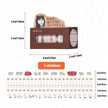 5 捲/套裝飾膠帶和貼紙適用於日記、ins、可愛的新手帳本配件、卡通漫畫 Diy 貼紙等。 - 5卷/裝 - 查看 1