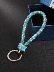 1pc Fashionable Full Rhinestone Keychain, Couples Small Gift, Car Key Chain, Home Decor, Car Accessories, Bag Charm, Lanyard, ID Card Holder, Car Accessories - White - View 14