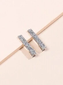 2个装多色女士闪亮水钻装饰一体式宽发夹，打造优雅发型的造型工具，适合日常使用，皇家爪夹发夹，发卡，学习用品，发饰，头部饰品，发夹 - 銀色 - 查看 3