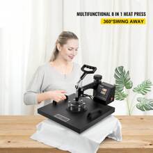 Heat Press Machine 8 In 1 Combo, Heat Press 15x15, Swing Away T Shirt Printing Machine Digital Control, Multifunction Heat Transfer Machine Sublimation Heat Press For T-Shirt Hat Cap Mug Plate - 橘色 - 查看 2