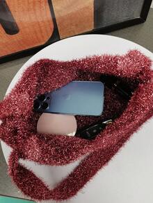 金線編織手提袋女士亮麗心形手提包 - 彩色 - 查看 3