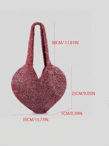 金線編織手提袋女士亮麗心形手提包 - 彩色 - 查看 4