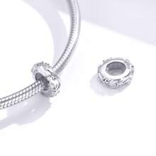 bamoer 1 PC 925 Sterling Silver Silicone Spacer Beads Simple Feather Stopper Beads For Women Girl Bracelet And Necklace DIY Fine Jewelry