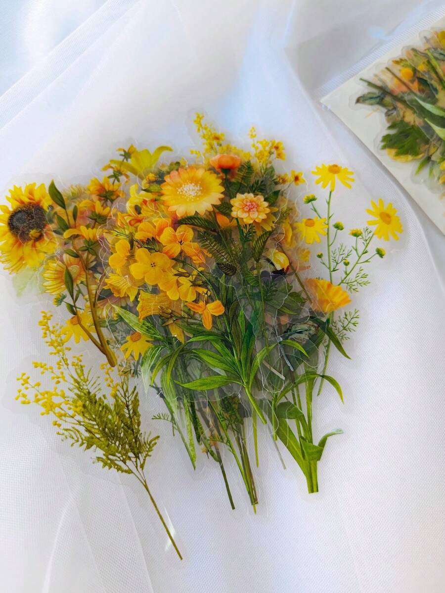 1包/40張寵物貼紙，復古蝴蝶、花朵、植物裝飾素材，返校季學校用品 - 彩色 - 查看 1