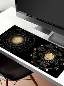 1片復古風格太陽&月亮抽象占星圖案長方形滑鼠墊 - 彩色 - 查看 5