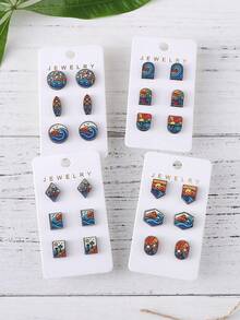 3 對復古波西米亞度假風格波浪海灘日落椰子樹耳環套裝女式時尚耳飾 - 彩色 - 查看 12