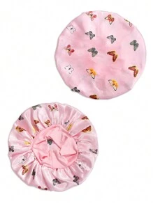 Awegeo 3 Piezas De Gorros Impresos De Ala Ancha Para Niños Con Banda Elástica Con Diseño De Mariposa, Gorro Elegante Para Uso Diario Y Dormir