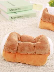 1pc Simulated Toast & Bread Shaped Plush Tissue Box Cover, Household & Car Decoration - Brown - View 5