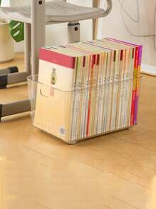 4入組書籍儲物籃輪胎,可用於存放文件、玩具和雜物,家庭書房桌面儲物籃輪胎,附贈貼紙 - 透明 - 查看 1