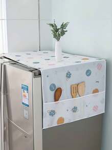 1 Piece Of Refrigerator Dust Cover, Multifunctional Waterproof Storage Hanging Bag Dustproof Cloth, Household Refrigerator And Washing Machine Cover Top Cover, Simple And Fashionable Shape, High-End Fabrics, Elegant Colors, Multi-Purpose Cover, Suitable For Single/Double Refrigerators Or Washing Machines, Waterproof And Anti-Fouling, Pocket Design On Both Sides, Material PEVA For School,Office,Household,Travel,Bag,Organizer,Storage