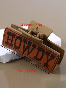 4 件套西式皮革印花发夹，采用亚克力、格子和字母图案，非常适合日常佩戴，是送给朋友、闺蜜或女朋友的绝妙礼物 - 棕色 - 查看 3