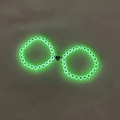 2pcs/Set Personalized Fashion Glow In The Dark Heart Beaded Magnetic Couple/Friendship Bracelets