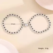 2 Pièces/ensemble Mode Personnalisée Lueur Dans Le Coeur Sombre Perlé Magnétique Couple/bracelets D'amitié