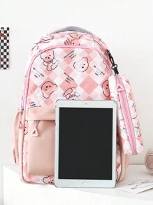 輕巧、便攜、大容量、粉色2入組背包和筆袋,適用於小學和初中女童,可愛的學生書包組合學校背包,學校袋套裝適用於大學生、青少年男女,非常適合大學、國中、高中、戶外、徒步旅行、攀登、體育館、運動、戶外活動,返校季節 - 粉色 - 查看 10