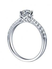 Ban nhạc cưới bằng bạc Moissanite Decor do phòng thí nghiệm tạo ra - trắng - Xem 3