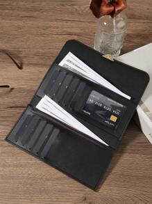 折叠式女士时尚现代商务超薄便携多功能大容量信用卡拉链身份证现金存储商务休闲完美学校大学工作商务通勤教师节返校假期办公室生日情人节礼物女士女性白领大学生包学校用品宿舍和返校情人节女士钱包钱包长钱包 - 黑色 - 查看 6