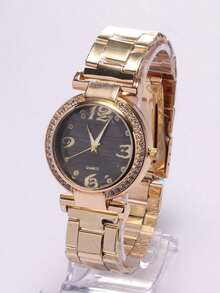Women's Quartz Watches - 金色和黑色 - 查看 2