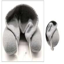 1入組帶帽u型頸枕,具有粒子保護,午睡枕頭,旅行用帽子頸護枕 - 藍色 - 查看 5