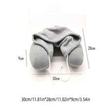 1入組帶帽u型頸枕,具有粒子保護,午睡枕頭,旅行用帽子頸護枕 - 藍色 - 查看 6