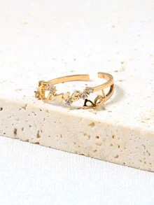 1只豪華鋯石鑲嵌的愛心首字母戒指,適合求婚,做為情人節禮物的珠寶飾品 - 白色 - 查看 3