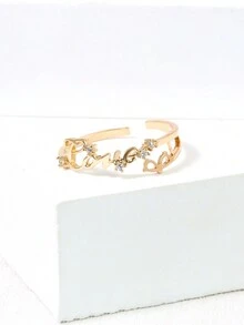 1只豪華鋯石鑲嵌的愛心首字母戒指,適合求婚,做為情人節禮物的珠寶飾品 - 白色 - 查看 5