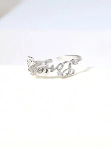 1只豪華鋯石鑲嵌的愛心首字母戒指,適合求婚,做為情人節禮物的珠寶飾品 - 白色 - 查看 4