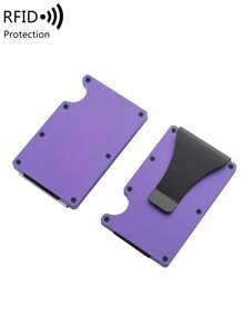 MIYIN 男士极简铝合金钱包 - 超薄RFID钱包 | 防刮花，带信用卡槽和现金隔层，方便取用现金和卡片，小巧便携，多功能金属钱包带钞票夹，适合日常使用，送给男友/丈夫/父亲的礼物，紫色 - 紫色 - 查看 6