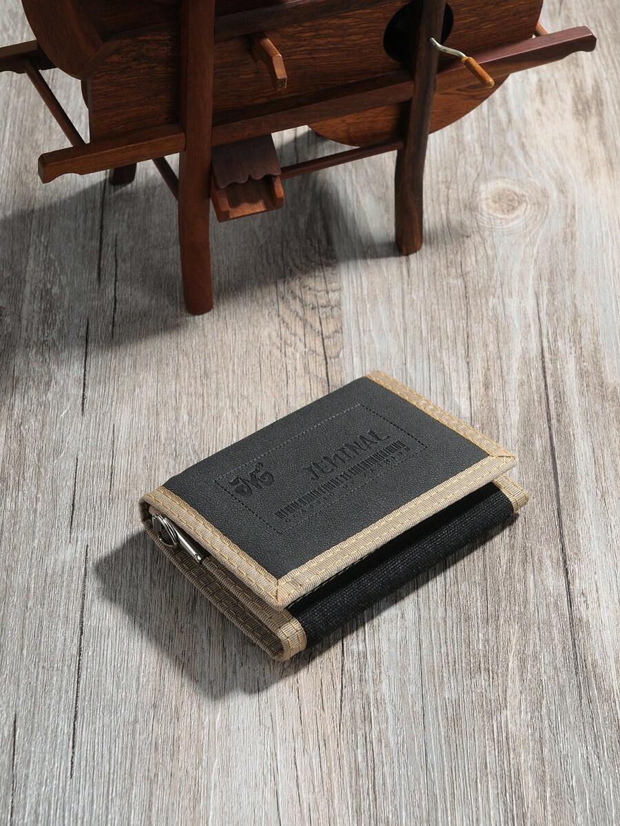 JEMINAL Student Cloth Wallet Triple-Fold Wallet With Hook And Loop And Women For Men Wallet Purse Wallet Small Wallet Men Wallet Leather - Black - View 1