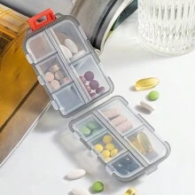 1pc Dual Layer Small Pill Box, Portable Pill Organizer With 10 Compartments, Transparent Sealed Medicine Storage Box