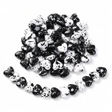 Classic White Black Heart Beads Fashion Y2K DIY Accessories Unique Spot Design Romantic Peach Love Beads For Bracelet Necklaces Earring Lanyard Making