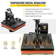 Heat Press Machine 8 In 1 Combo, Heat Press 15x15, Swing Away T Shirt Printing Machine Digital Control, Multifunction Heat Transfer Machine Sublimation Heat Press For T-Shirt Hat Cap Mug Plate - 橘色 - 查看 4