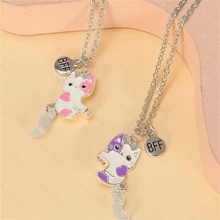 2入組bff創意配對貓頭吊墜項鍊,卡通動物項鍊,最好的朋友假日禮物 - Cat - 查看 2