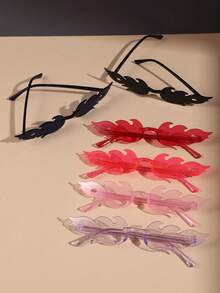 6 件装时尚 Y2k 风格方形镜框可爱男女通用复古运动时尚眼镜适合日常佩戴 - 彩色 - 查看 4