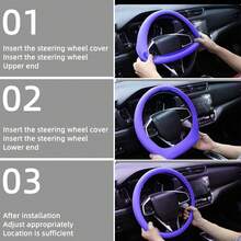 汽車夏季通用矽膠方向盤套彈性手套套紋理柔軟多功能diy配件,多種顏色自動裝飾 - 粉色 - 查看 8