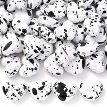 Classic White Black Heart Beads Fashion Y2K DIY Accessories Unique Spot Design Romantic Peach Love Beads For Bracelet Necklaces Earring Lanyard Making